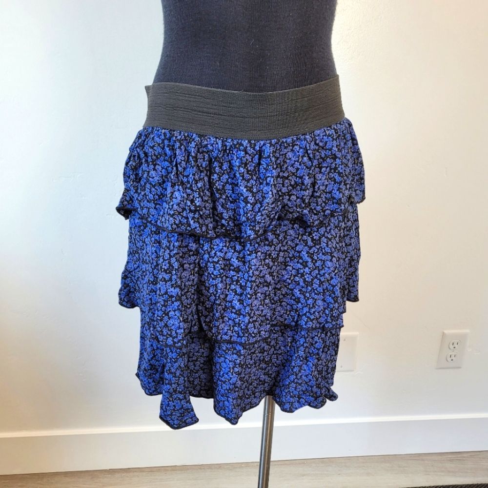 Vintage Jody California Tiered Skirt Blue Ditsy Floral Y2K 90s Cottage Fairycore